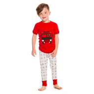 DEUX PAR DEUX PAJAMAS SET FIRE TRUCK TRUE RED