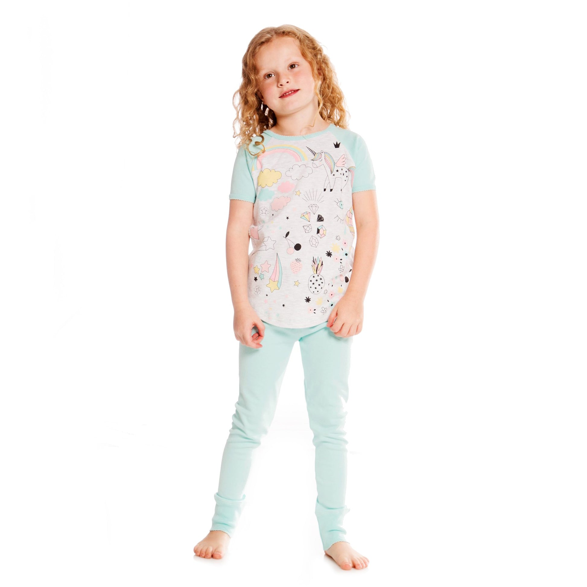 DEUX PAR DEUX PAJAMAS SET UNICORN BLUE TINT