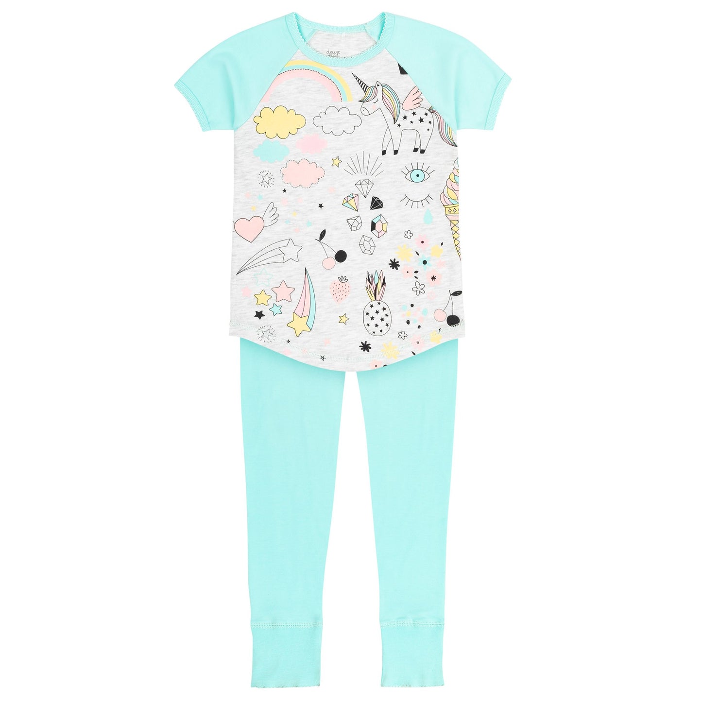 DEUX PAR DEUX PAJAMAS SET UNICORN BLUE TINT - baby enRoute