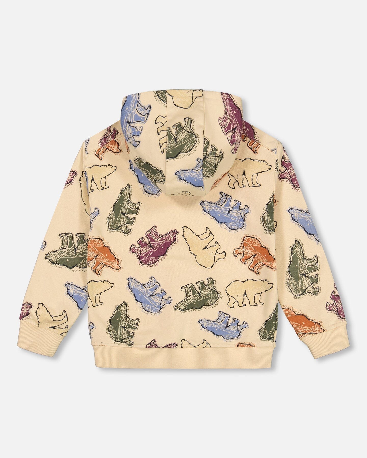 DEUX PAR DEUX PRINTED BEAR FLEECE HOODIE BEIGE