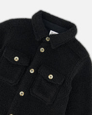 DEUX PAR DEUX SHERPA OVERSHIRT WITH POCKET BLACK
