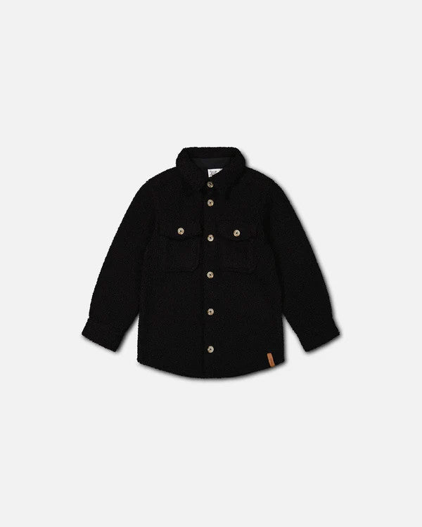 DEUX PAR DEUX SHERPA OVERSHIRT WITH POCKET BLACK