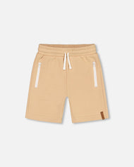 DEUXPARDEUX FRENCH TERRY SHORT WITH ZIPPER POCKETS BEIGE