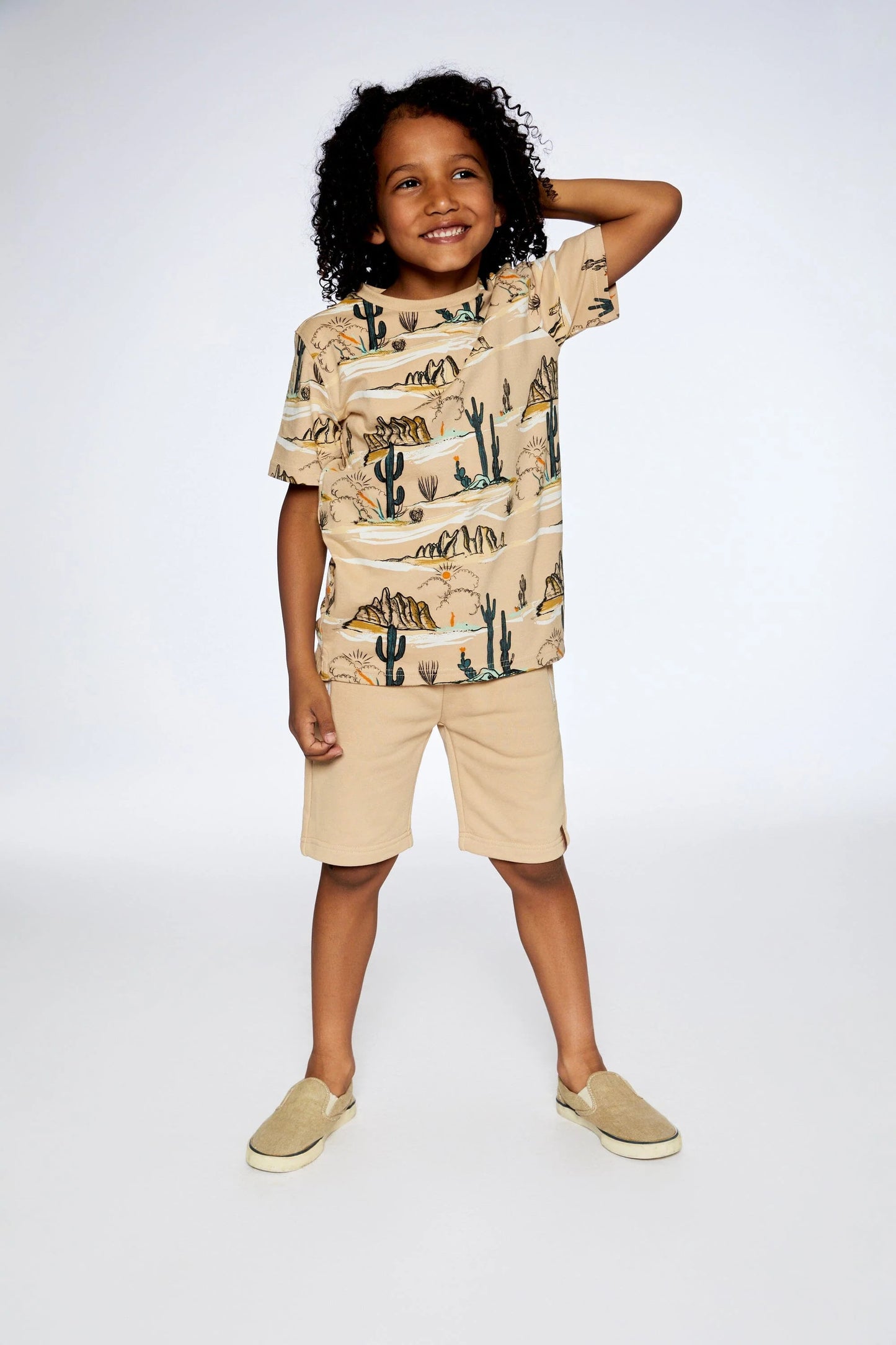 DEUXPARDEUX FRENCH TERRY SHORT WITH ZIPPER POCKETS BEIGE - baby enRoute