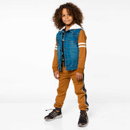 DEUX PAR DEUX DENIM JACKET WITH FRENCH TERRY SLEEVES