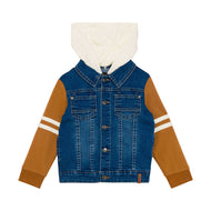 DEUX PAR DEUX DENIM JACKET WITH FRENCH TERRY SLEEVES
