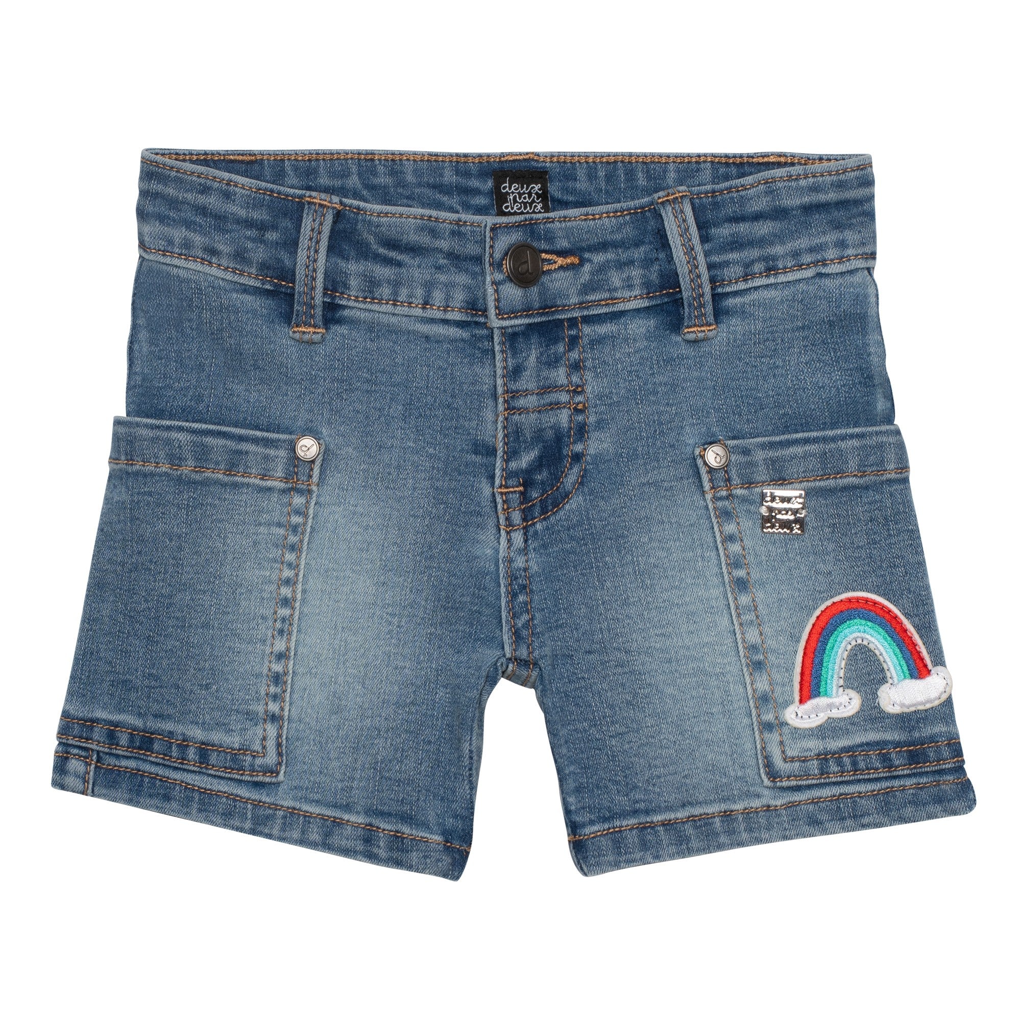 DEUX PAR DEUX JEAN SHORT WITH EMBROIDERY PATCH