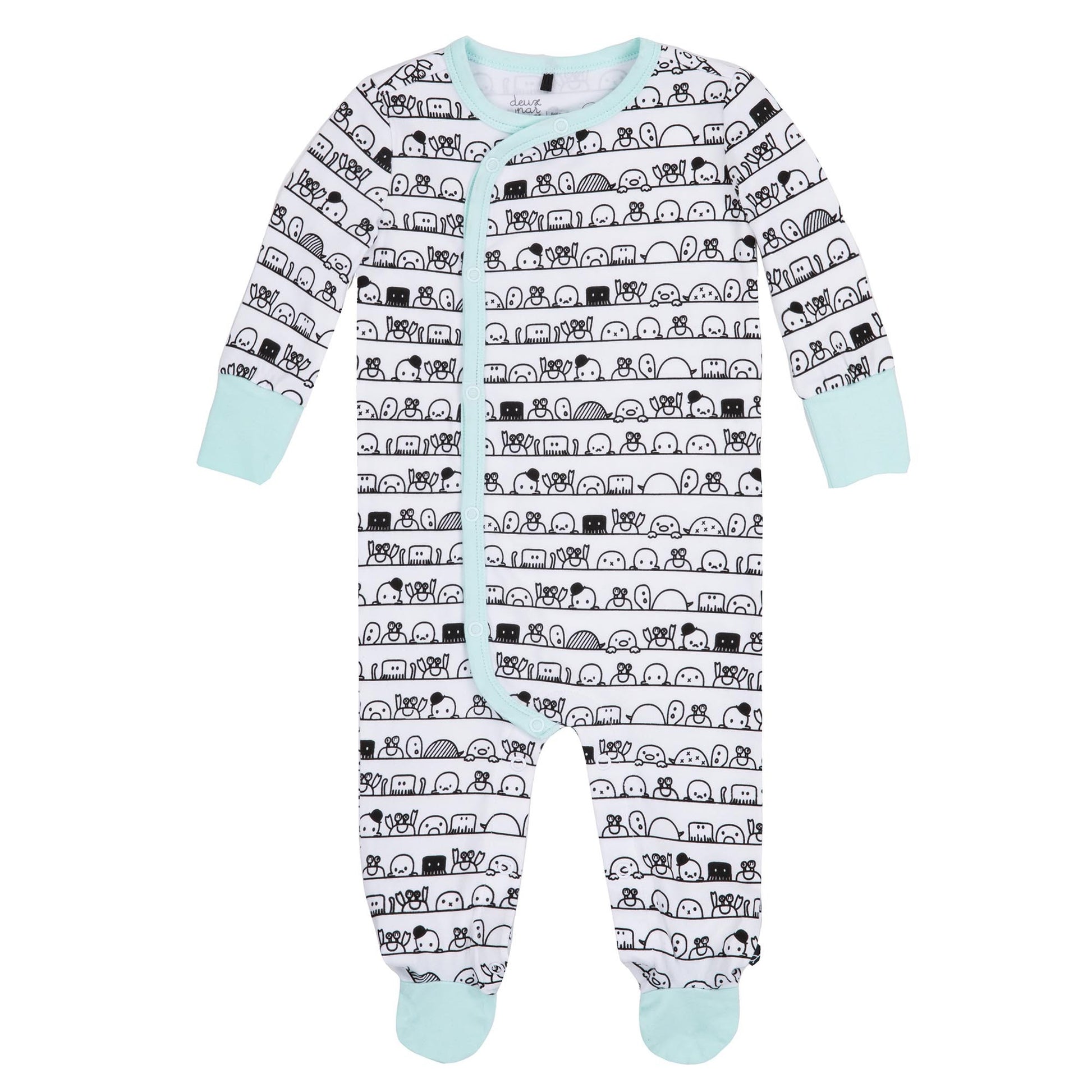 DEUX PAR DEUX PRINTED SLEEPER ORGANIC COTTON SOOTHING SEA