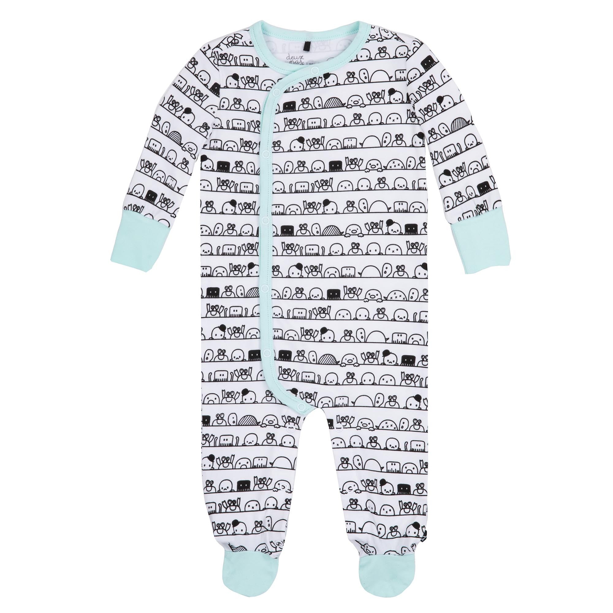 DEUX PAR DEUX PRINTED SLEEPER ORGANIC COTTON SOOTHING SEA