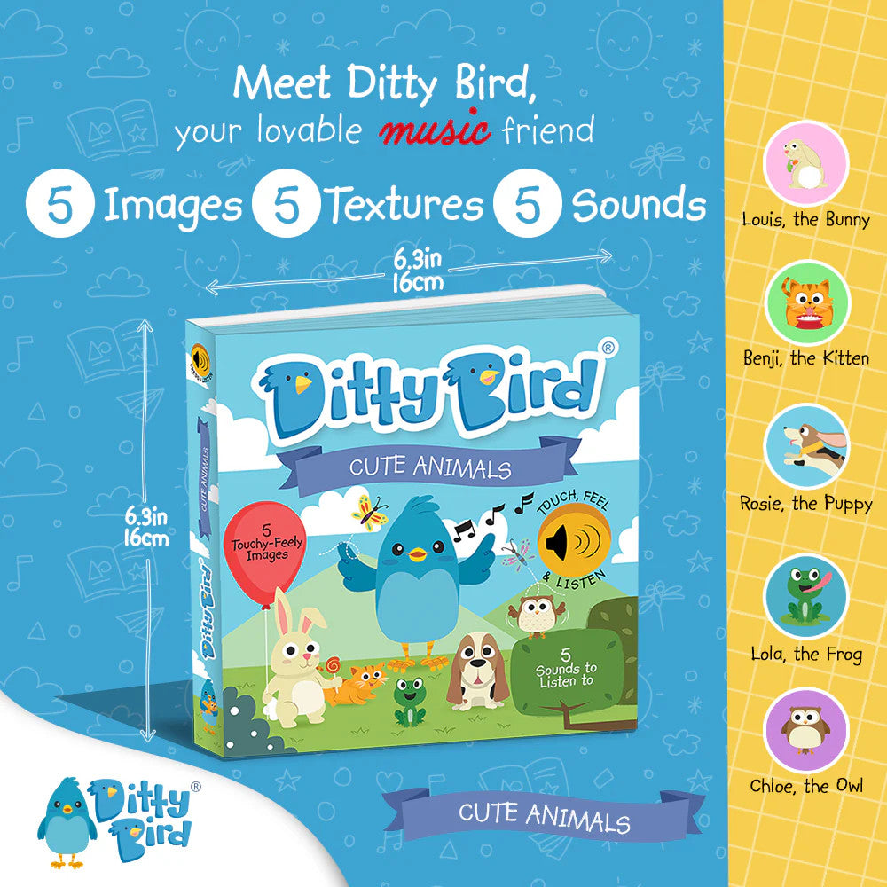 Ditty Bird Sound Book First Sensory Book Cute Animals
