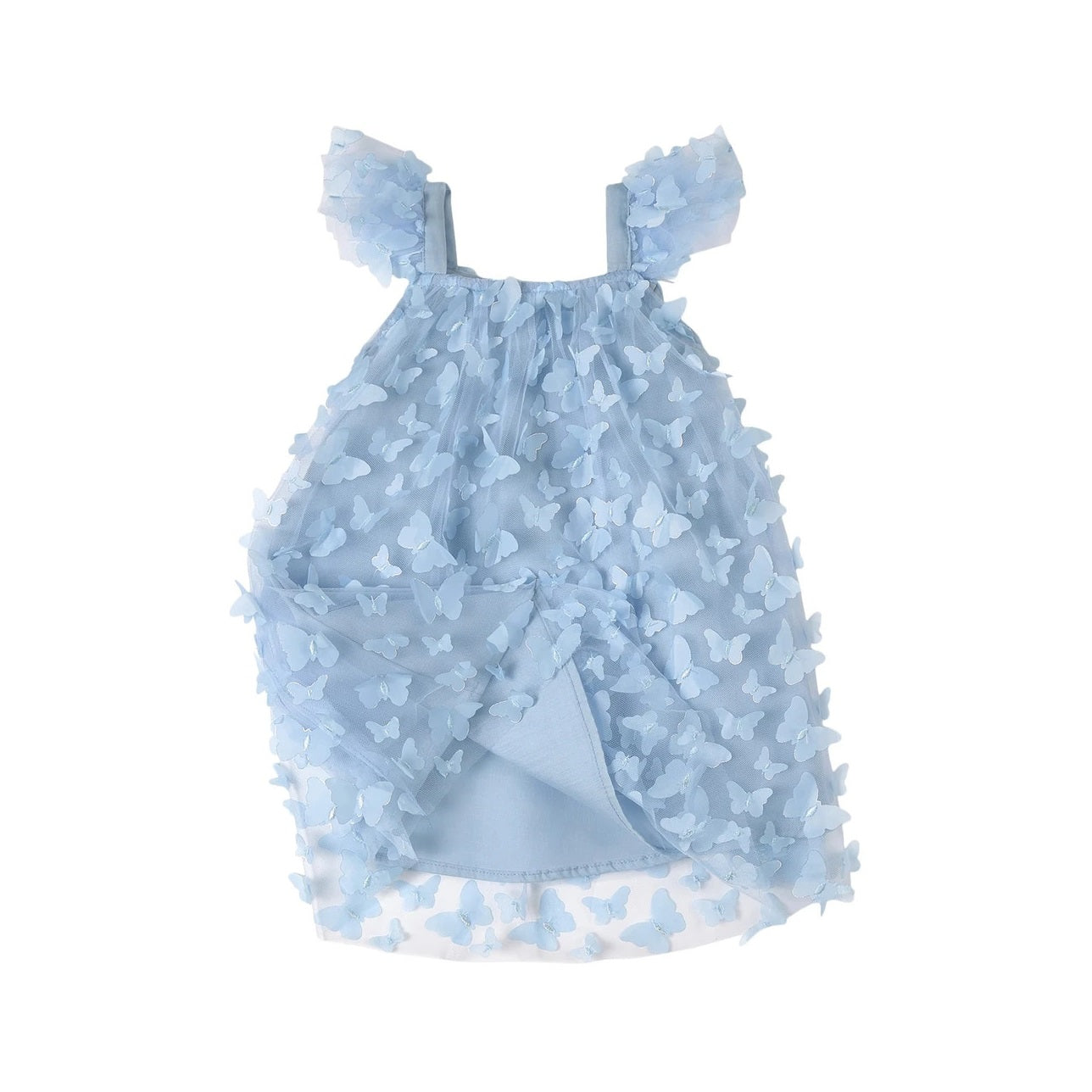 DOLLY BY LE PETIT TOM ALLOVER BUTTERFLIES TUTU DRESS LIGHT BLUE