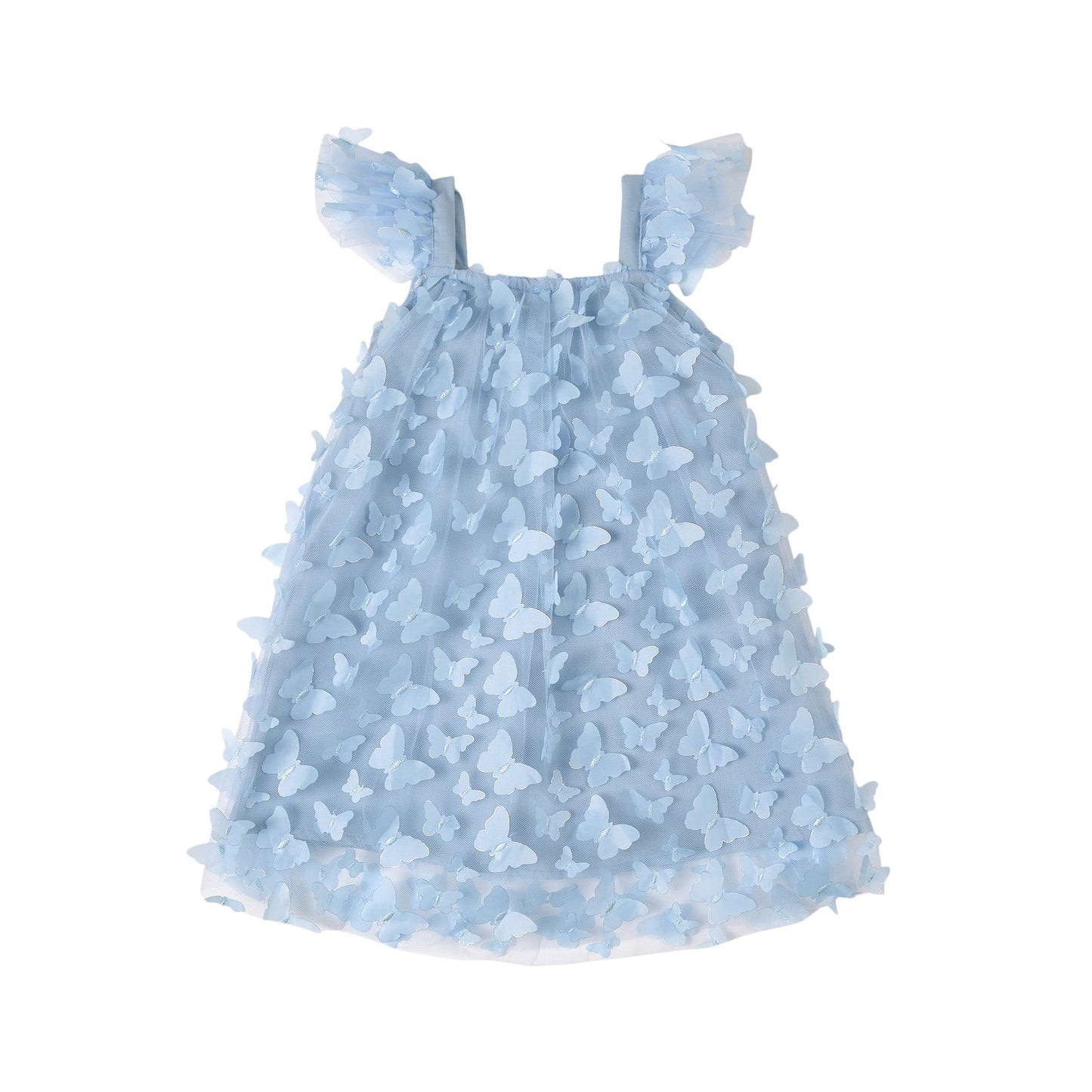 DOLLY BY LE PETIT TOM ALLOVER BUTTERFLIES TUTU DRESS LIGHT BLUE - baby enRoute