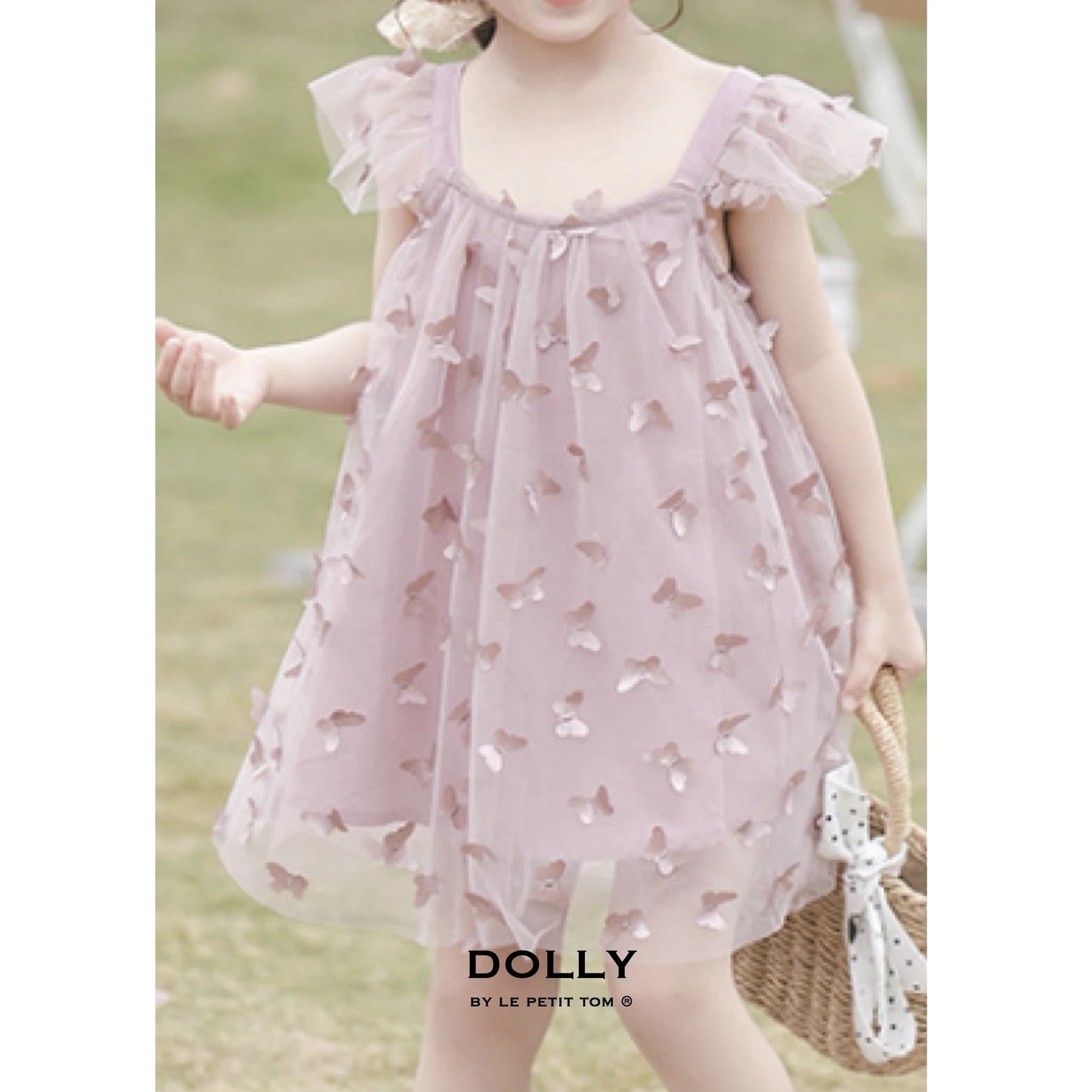 DOLLY BY LE PETIT TOM ALLOVER BUTTERFLIES TUTU DRESS MAUVE PINK - baby enRoute