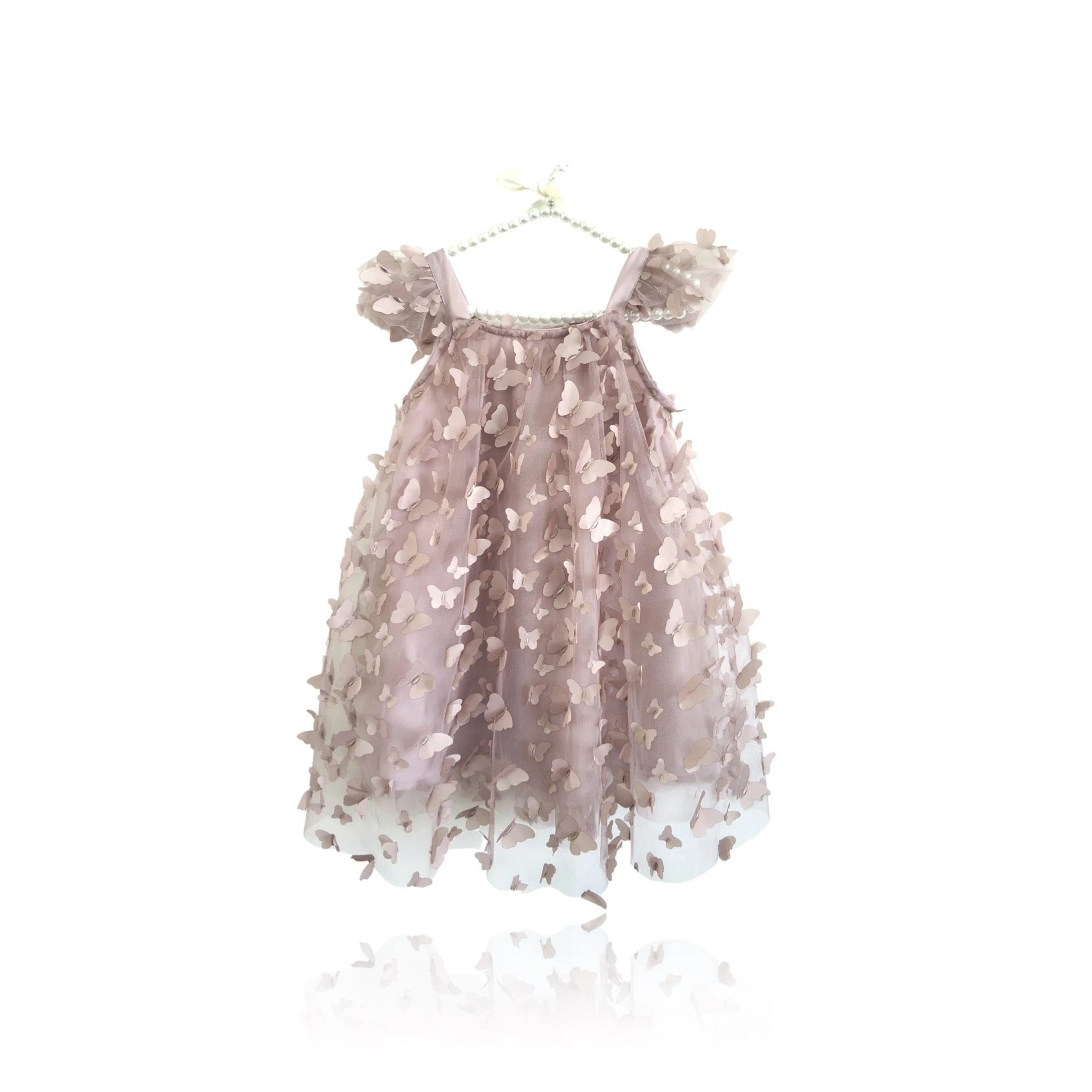 DOLLY BY LE PETIT TOM ALLOVER BUTTERFLIES TUTU DRESS MAUVE PINK