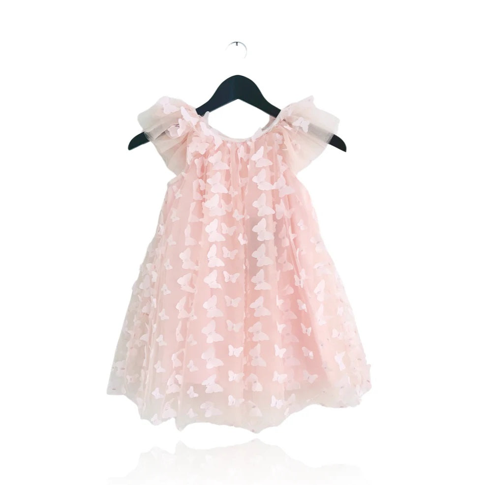 DOLLY BY LE PETIT TOM ALLOVER BUTTERFLIES TUTU DRESS PINK