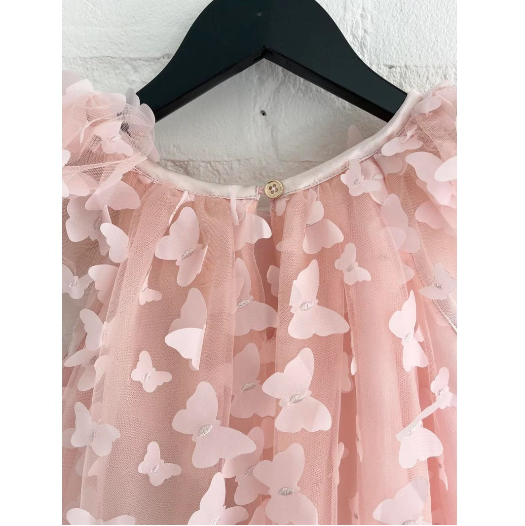 DOLLY BY LE PETIT TOM ALLOVER BUTTERFLIES TUTU DRESS PINK