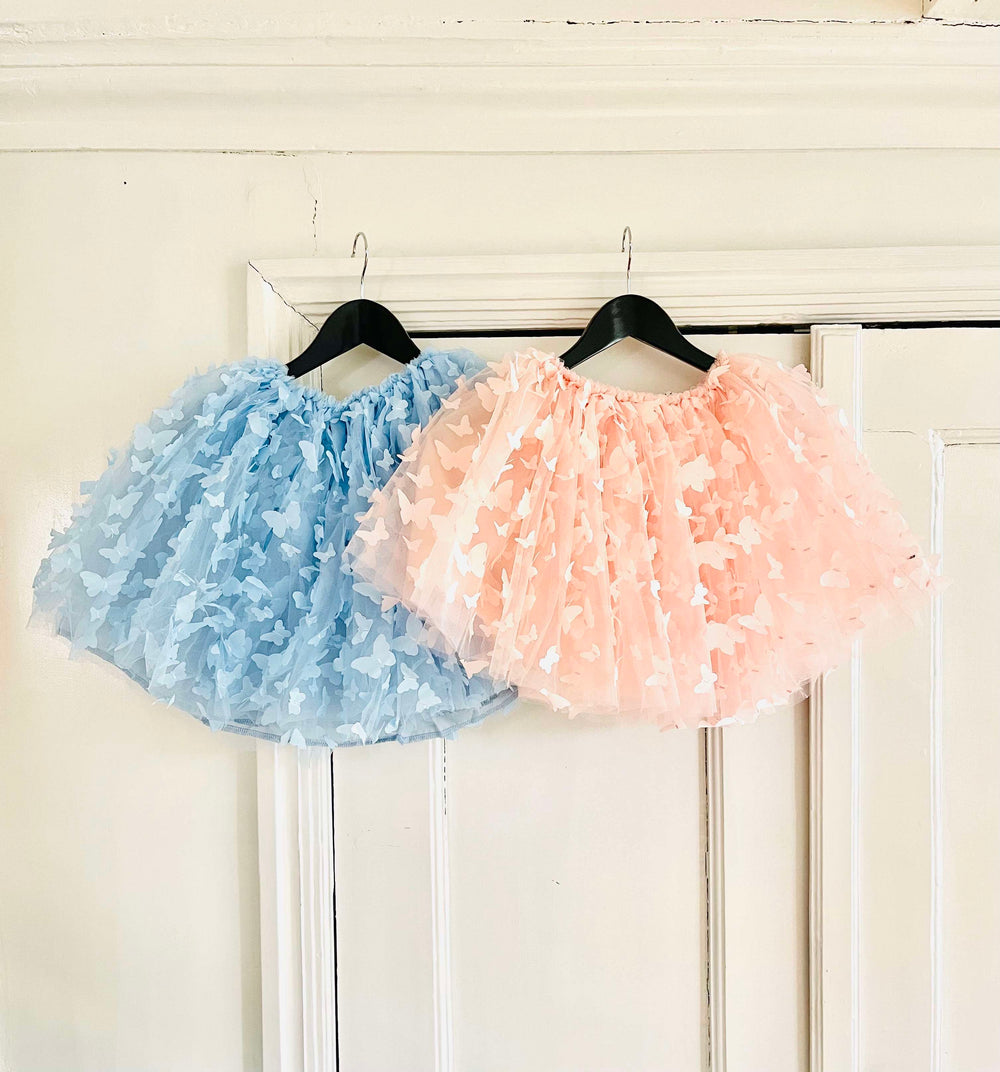 DOLLY BY LE PETIT TOM ALLOVER BUTTERFLIES TUTU SKIRT LIGHT BLUE