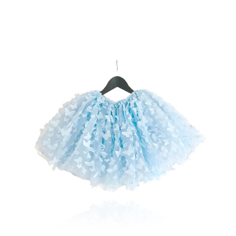 DOLLY BY LE PETIT TOM ALLOVER BUTTERFLIES TUTU SKIRT LIGHT BLUE