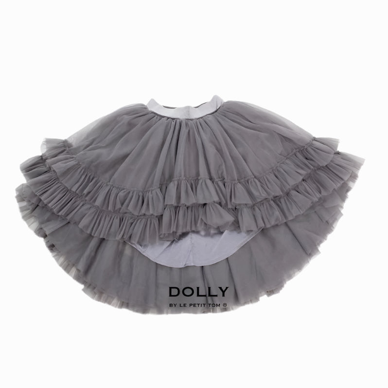 DOLLY BY LE PETIT TOM RUFFLED CHIFFON DANCE HIGH LOW TUTU DARK GREY