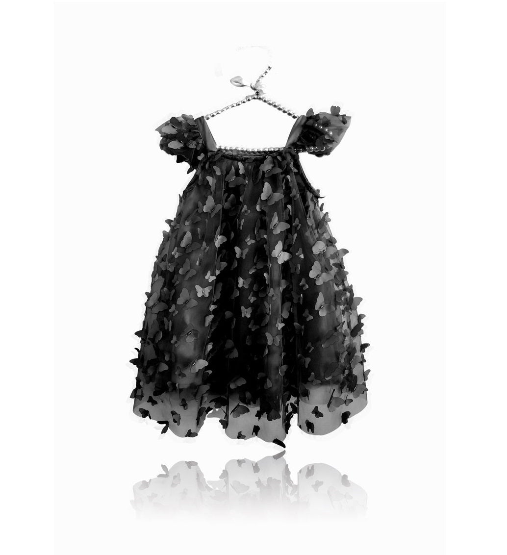DOLLY BY LE PETIT TOM ALLOVER BUTTERFLIES TUTU DRESS BLACK