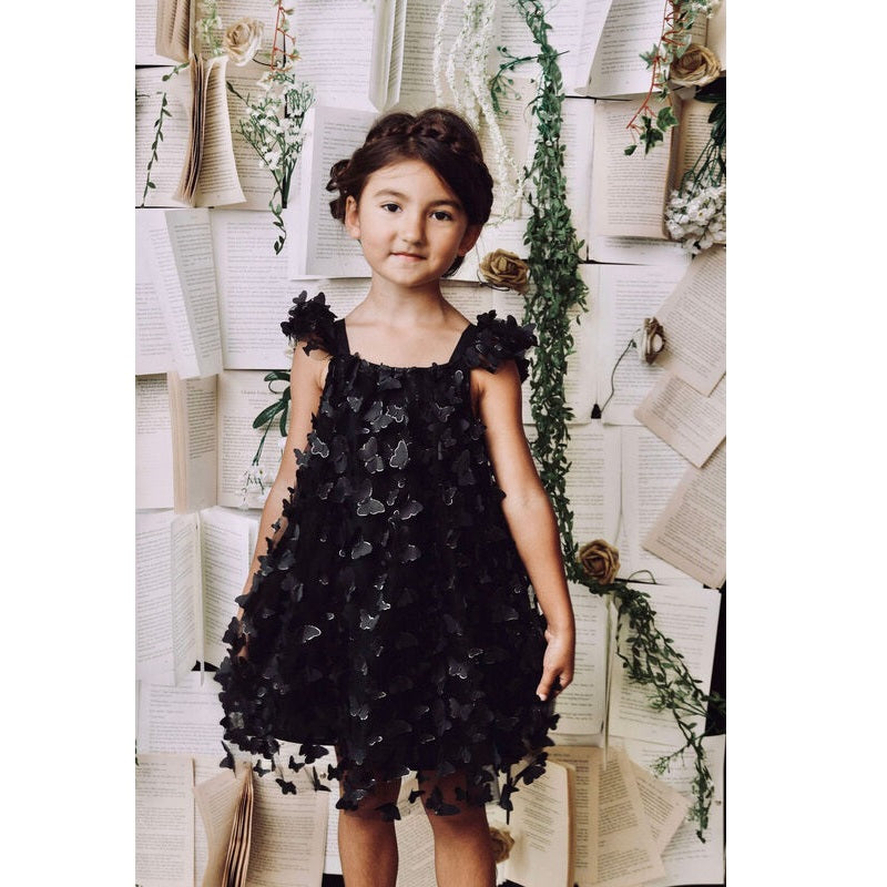 DOLLY BY LE PETIT TOM ALLOVER BUTTERFLIES TUTU DRESS BLACK