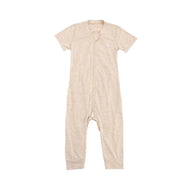 NEST DESIGNS BASICS BAMBOO COTTON SHORT SLEEVE DROP BOTTOM ROMPER WARM TAUPE