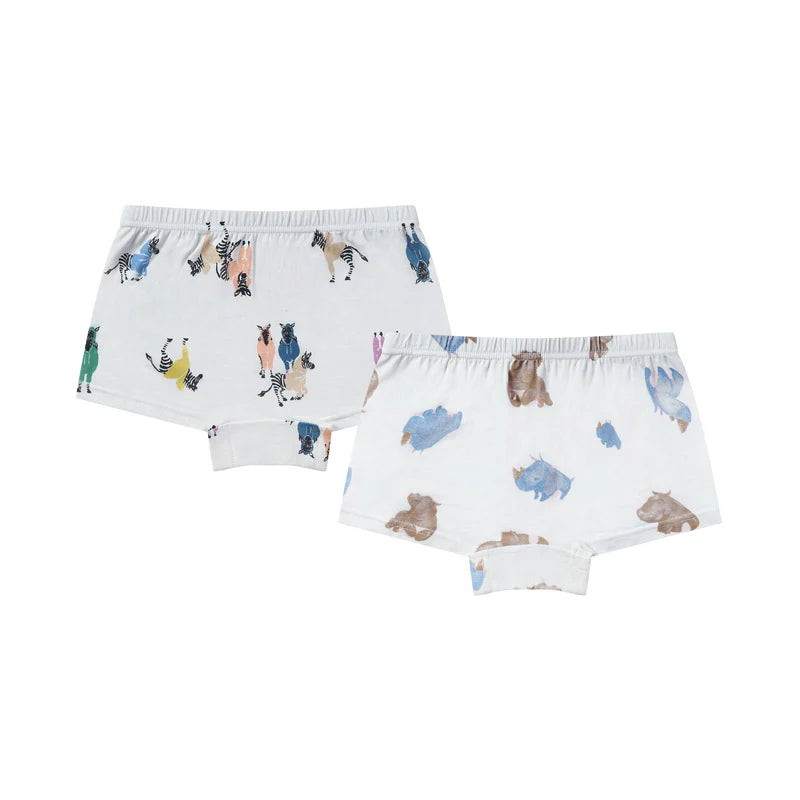 NEST DESIGNS BAMBOO GIRLS BOY SHORT UNDERWEAR (2 PACK) SERENGETI