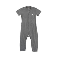 NEST DESIGNS BASICS BAMBOO COTTON SHORT SLEEVE DROP BOTTOM ROMPER CHARCOAL