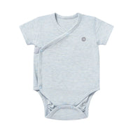 NEST DESIGNS BASICS BAMBOO COTTON SHORT SLEEVE KIMONO ONESIE GREY DAWN
