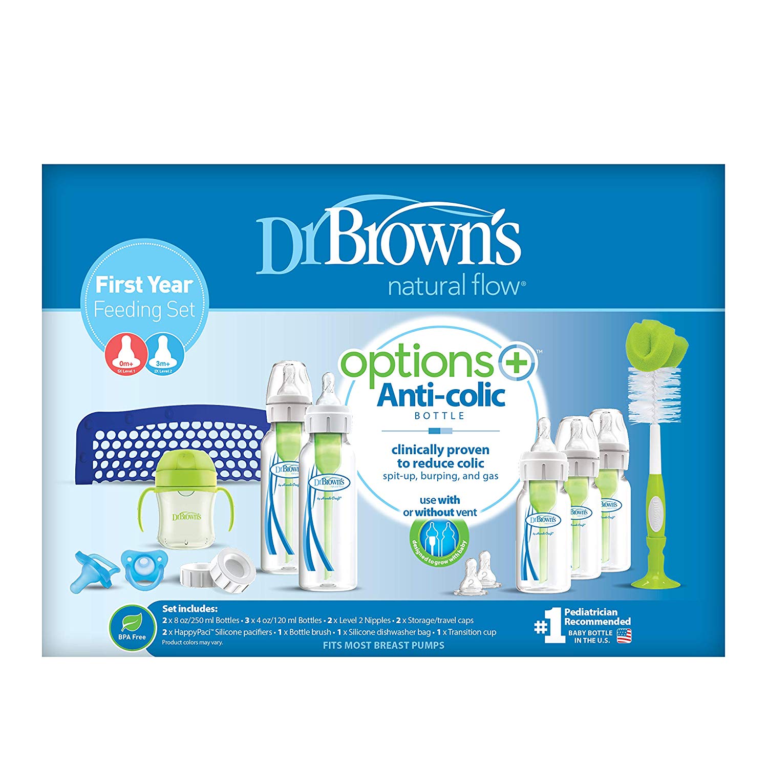 DR. BROWN'S OPTIONS+ BABY NARROW BOTTLES FIRST YEAR FEEDING GIFT SET