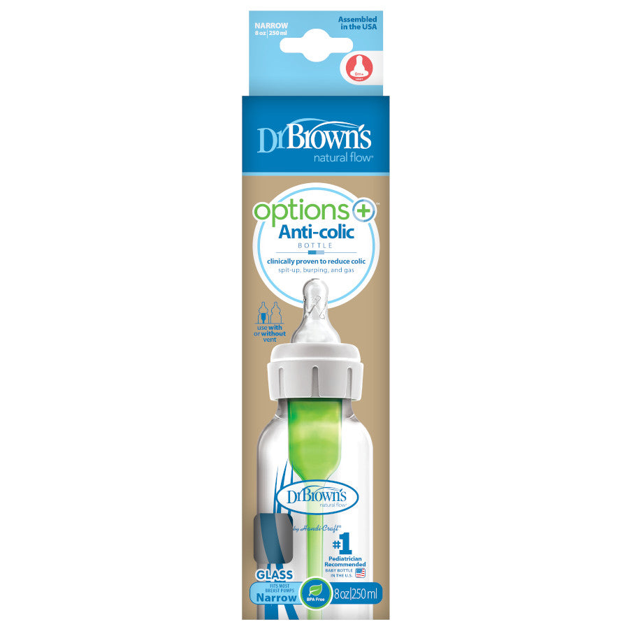 DR. BROWN'S 8OZ / 250ML OPTIONS GLASS NARROW BABY BOTTLES -