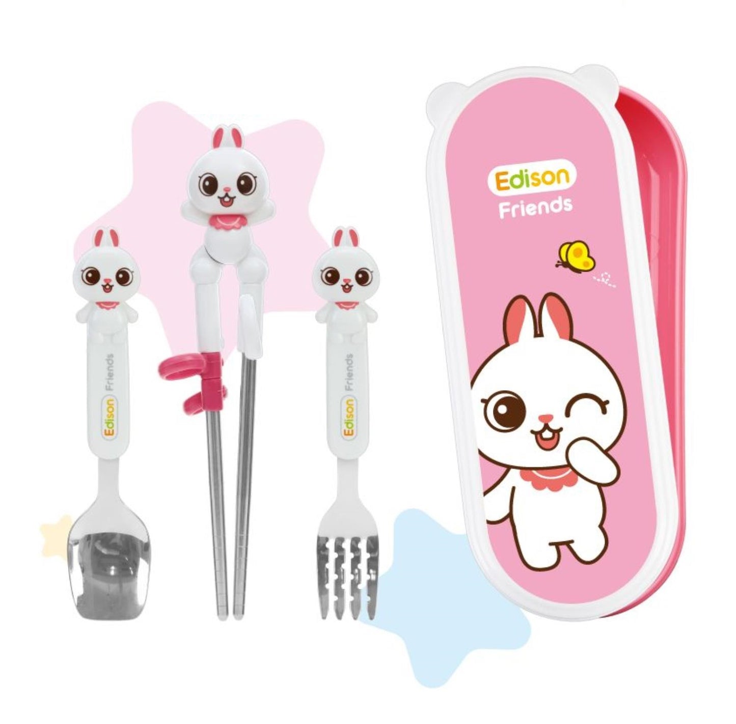 EDISON CHOPSTICKS EASY HARD CASE SET WITH FORK (RIGHT-HANDED) - baby enRoute