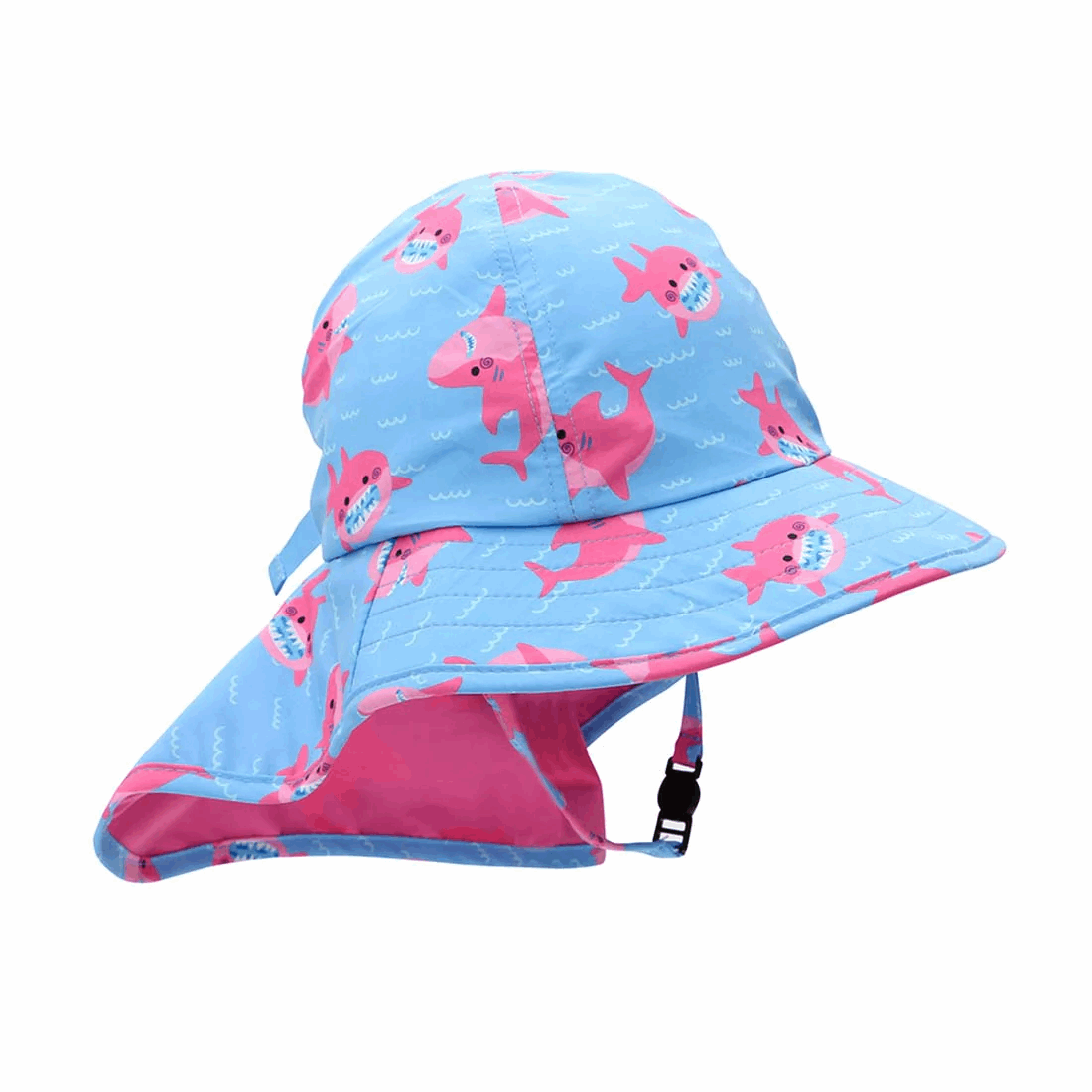 ZOOCCHINI BABY/TODDLER CAPE SUN HAT PINK SHARK