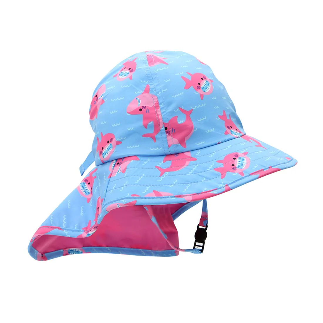 ZOOCCHINI BABY/TODDLER CAPE SUN HAT PINK SHARK