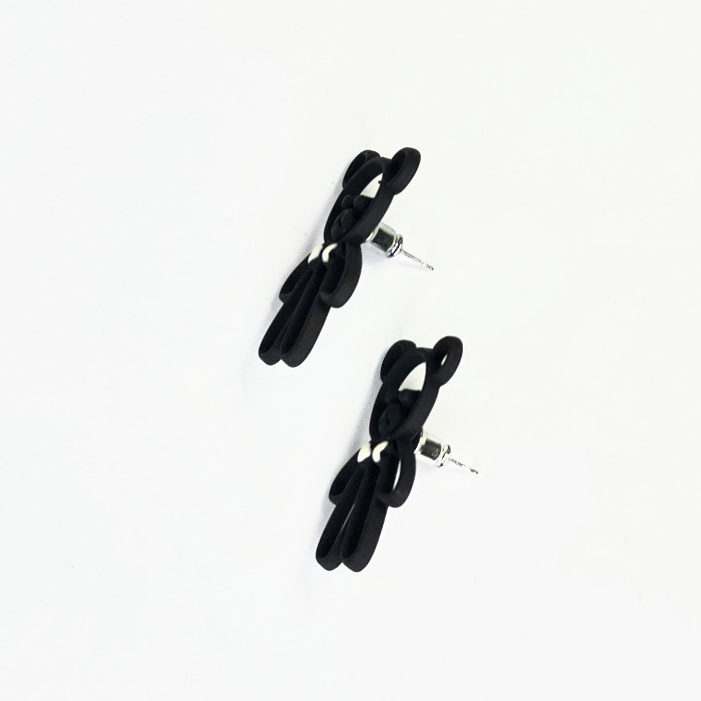 NEMIBABY EARRINGS TEDDY BEAR BLACK- 925 STERLING SILVER PINS - baby enRoute