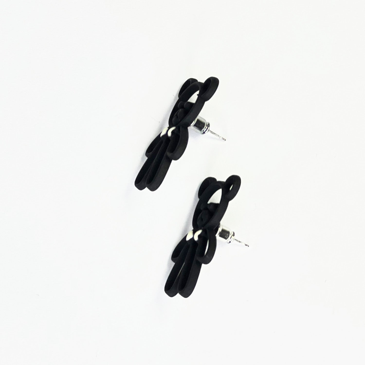 NEMIBABY EARRINGS TEDDY BEAR BLACK- 925 STERLING SILVER PINS