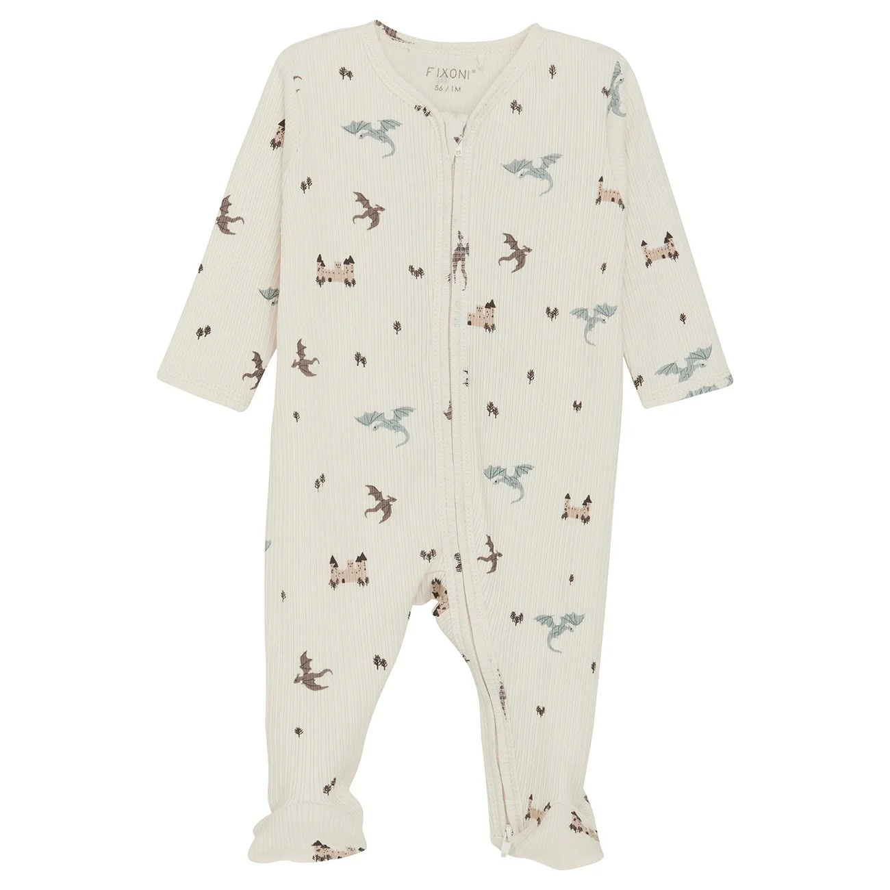FIXONI LONG SLEEVE RIB NIGHTSUIT WITH FEET-SILVER BLUE - baby enRoute