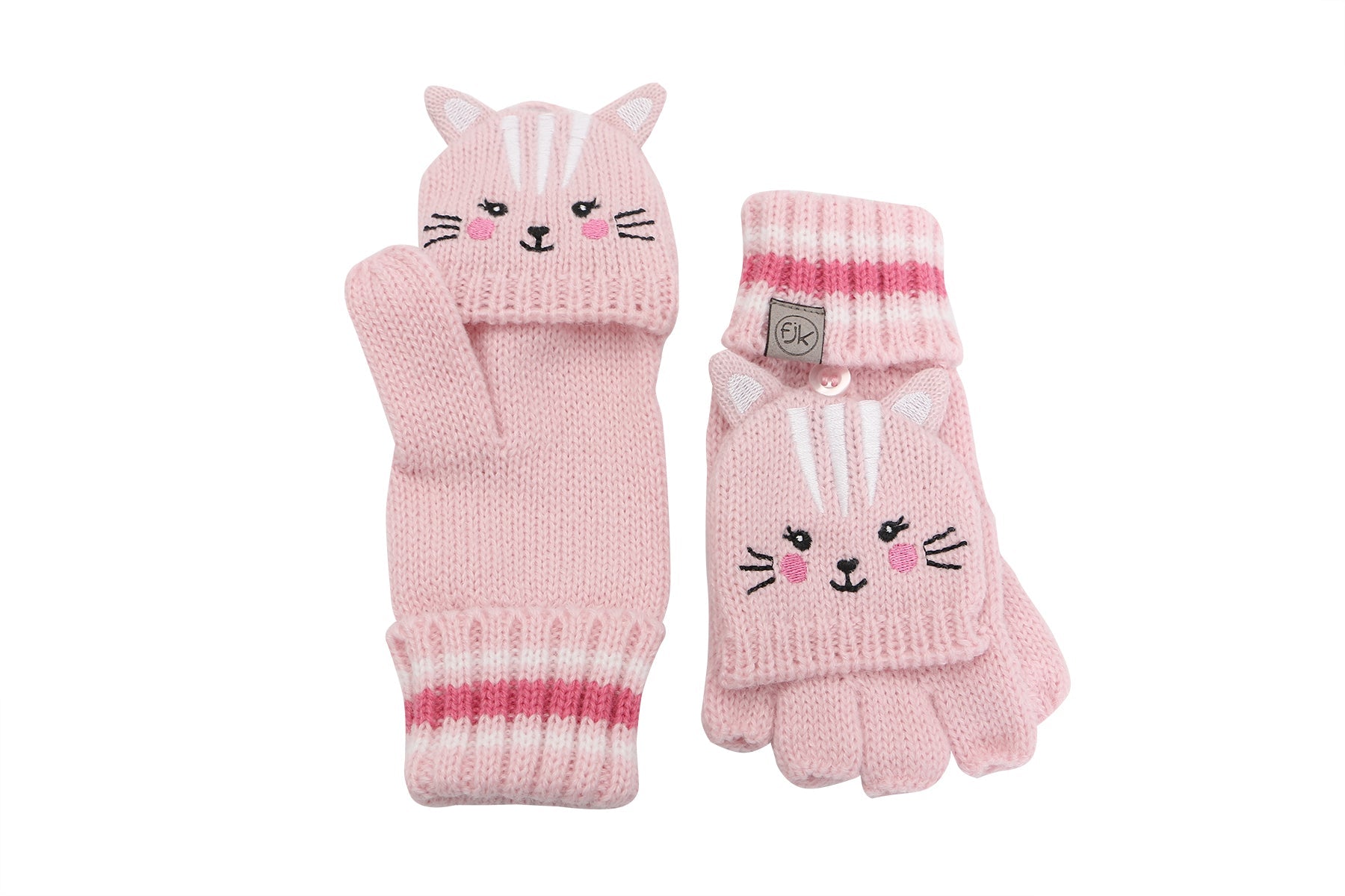 FLAPJACKKIDS KNITTED FINGERLESS GLOVES W/FLAP CAT
