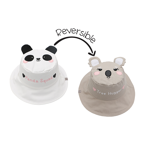 FLAPJACKKIDS REVERSIBLE KIDS SUN HAT PANDA & KOALA