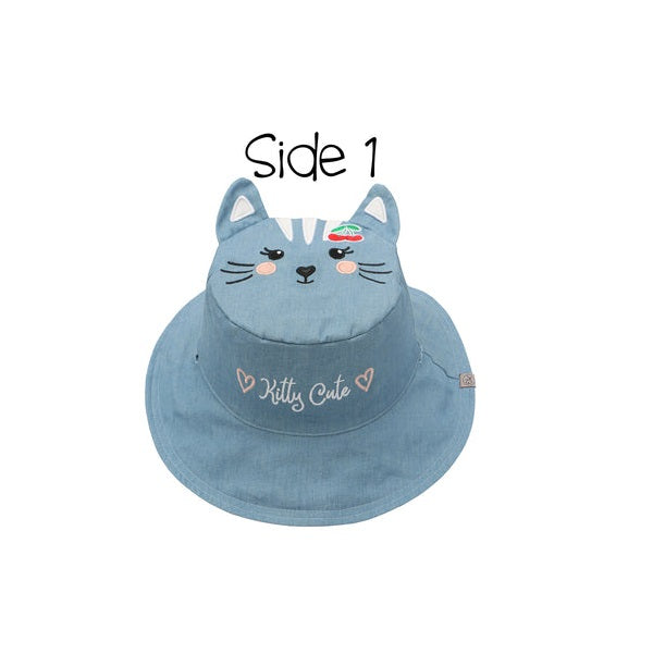 REVERSIBLE REVERSIBLE KIDS & TODDLER SUN HAT CAT & CHERRY - baby enRoute