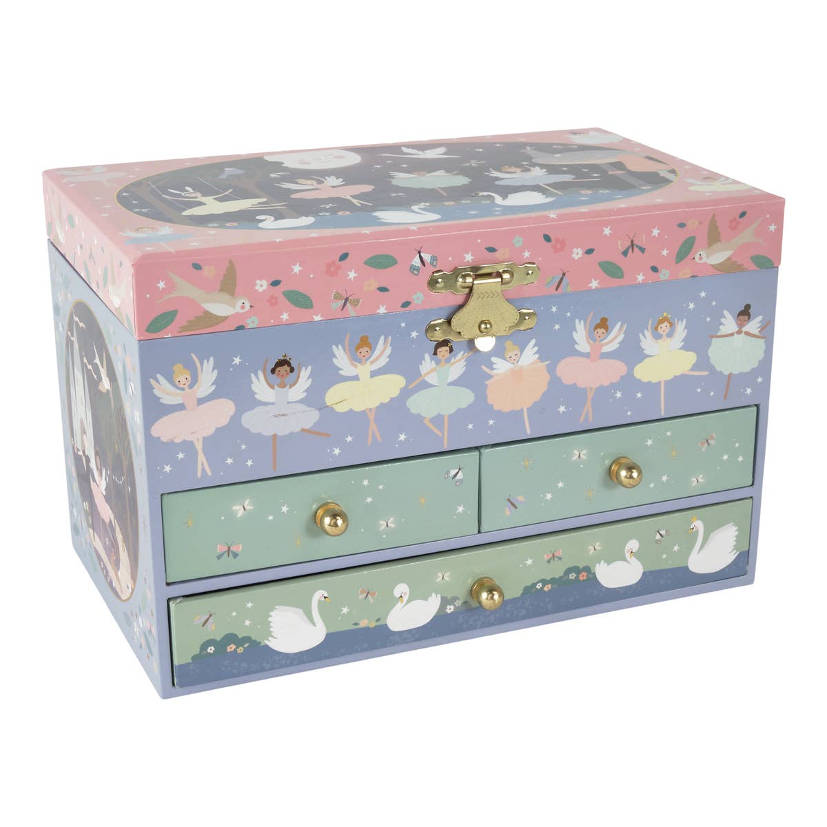 Floss And Musical Jewelry Box With 3 Drawers Enchanted