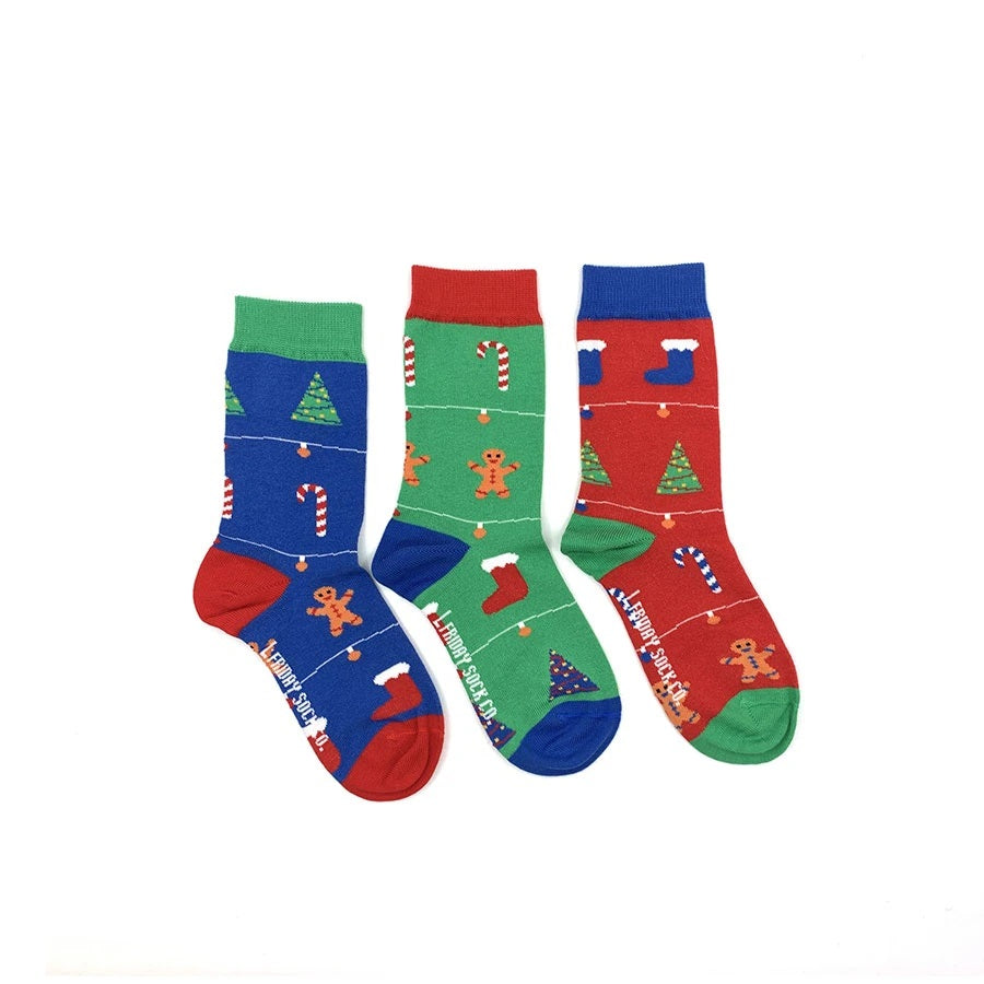 FRIDAY SOCK CO. KID'S UGLY CHRISTMAS GINGERBREAD SOCKS