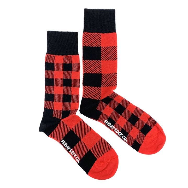 FRIDAY SOCK CO. WOMEN'S RED PLAID SOCKS
