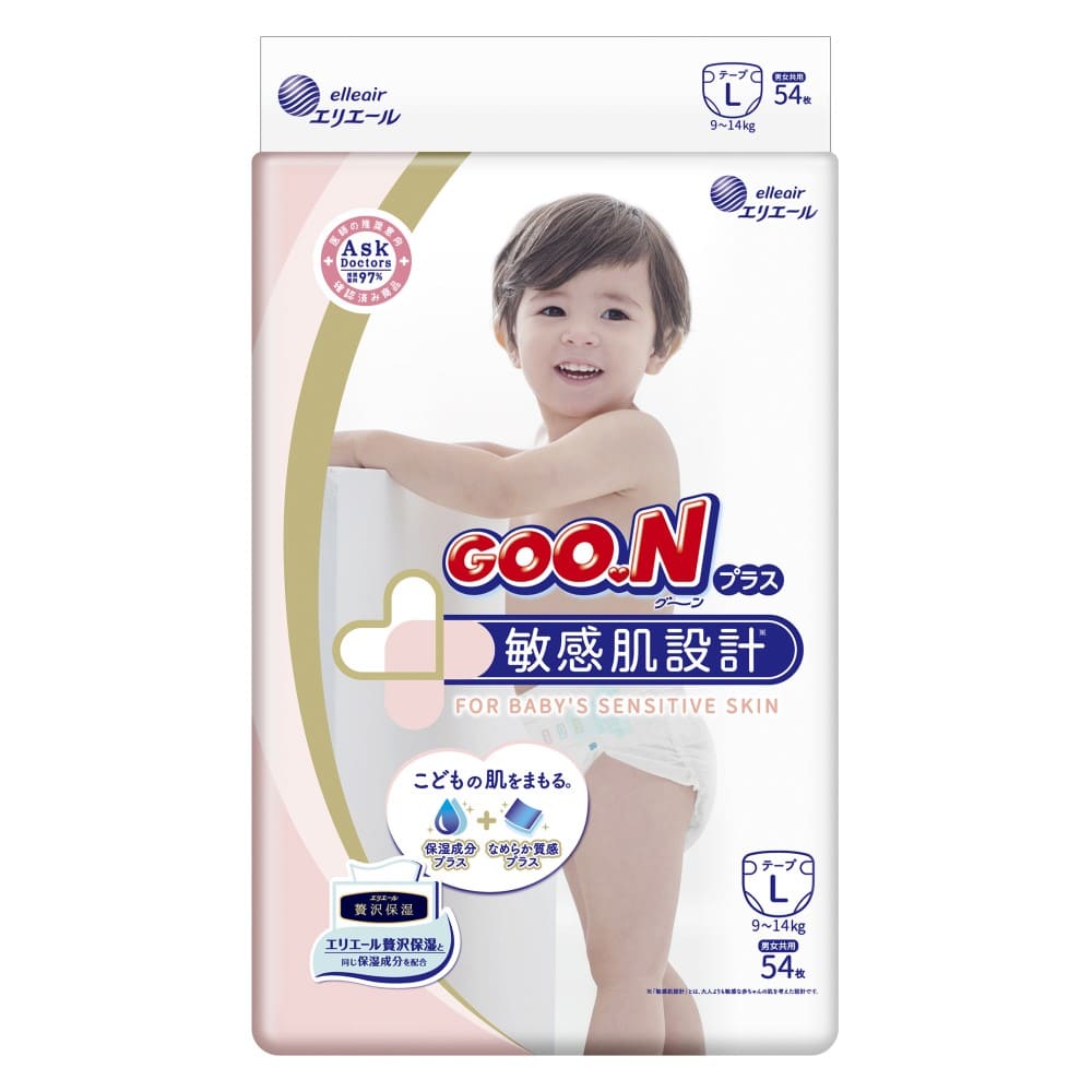 GOO.N PREMIUM BABY DIAPERS SENSITIVE SKIN DESIGN - L