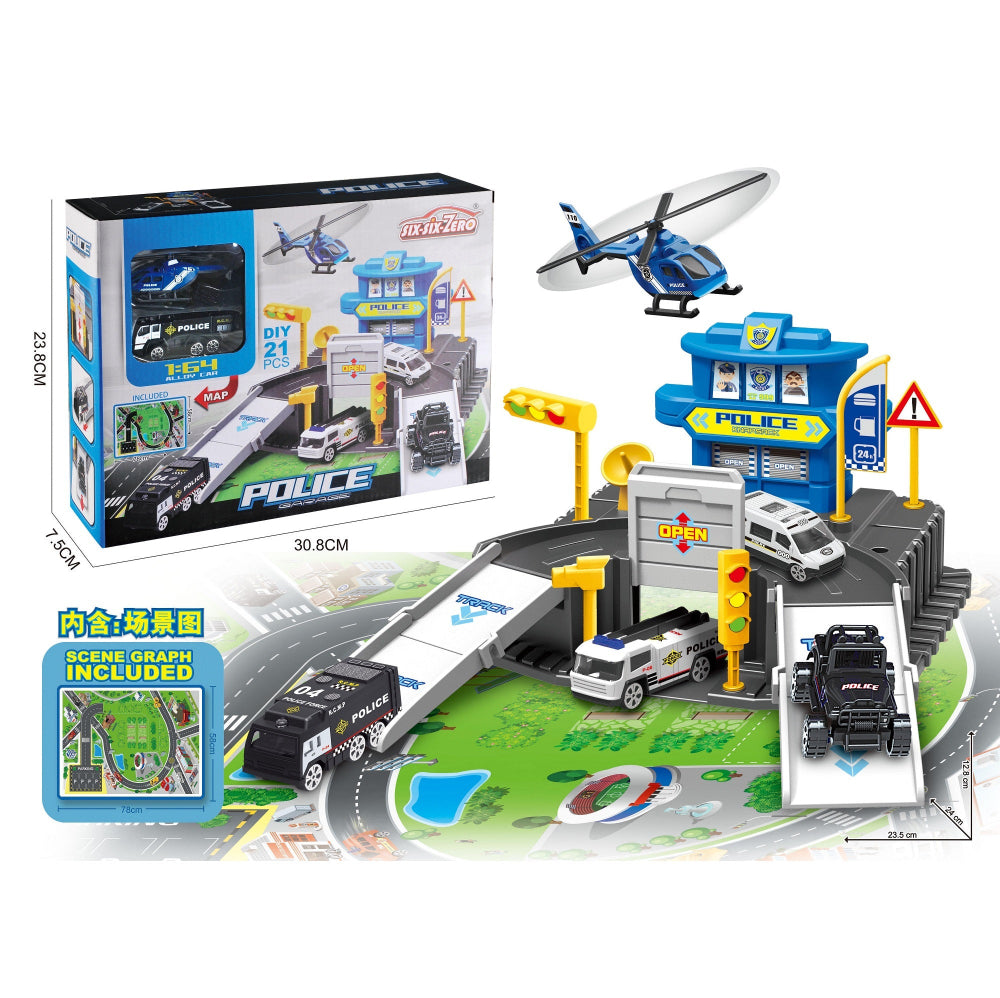 Handsome Alloy Police Parking Lot Set 21pcs
