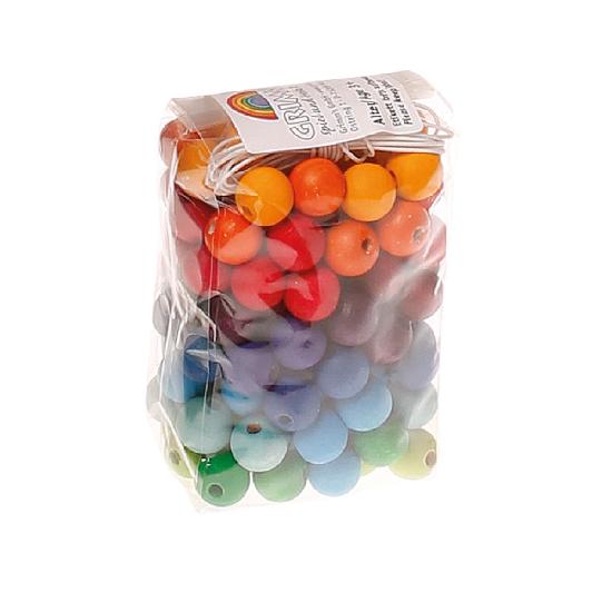 Grimm's wooden beads, 12 colours, 120pc in bag