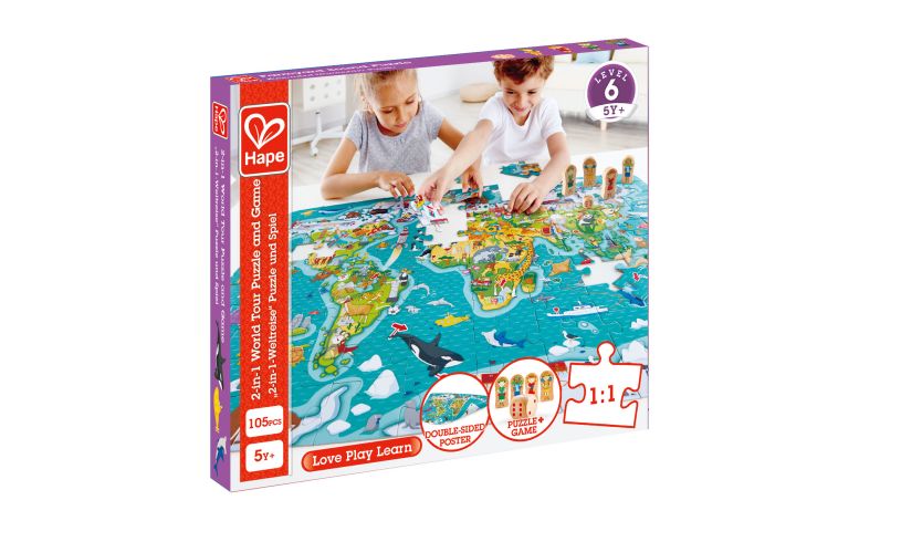 Hape 2-In-1 World Tour Puzzle And Game