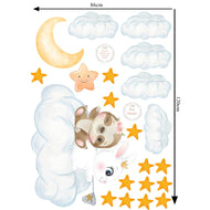 Hello Beautiful Designs Bunny Friends On Cloud Fishing For Stars And Moon Nursery Wall Sticker Set