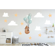 Hello Beautiful Designs Fox And Blue Balloons With Clouds Nursery Wall Stickers