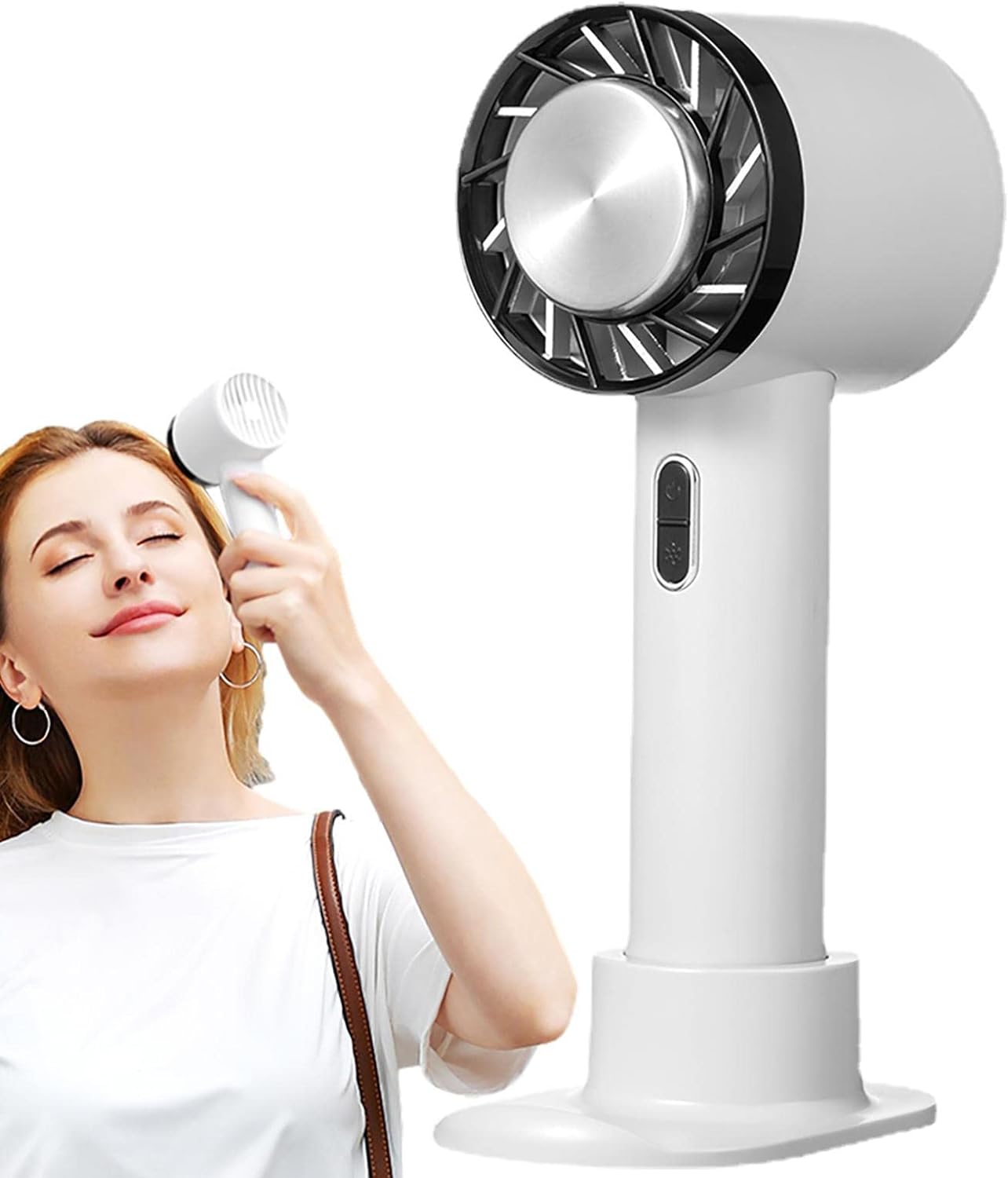 I2 Handheld 3 Speed Lithium Fan With Cooling Plate White